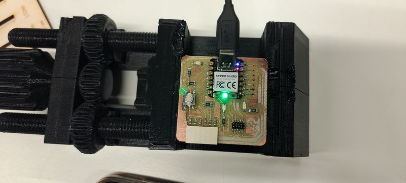 Picture of the board being succefully connected and soldered.