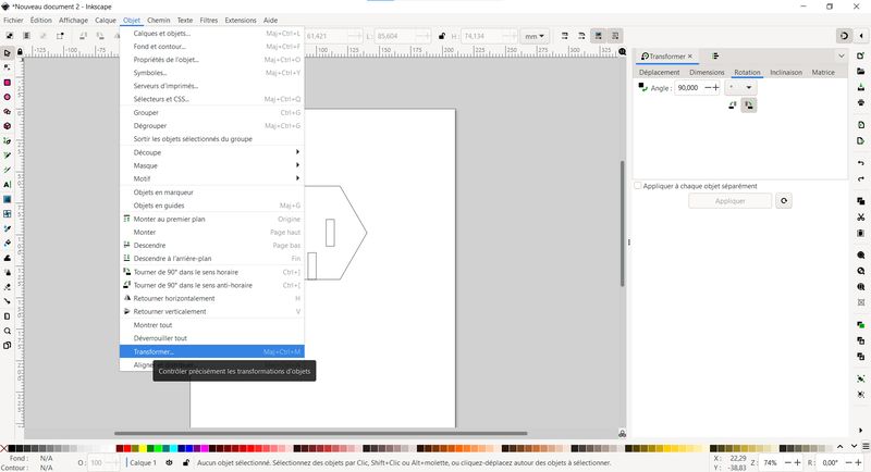 Printscreen of Inkscape's transform menu'.
