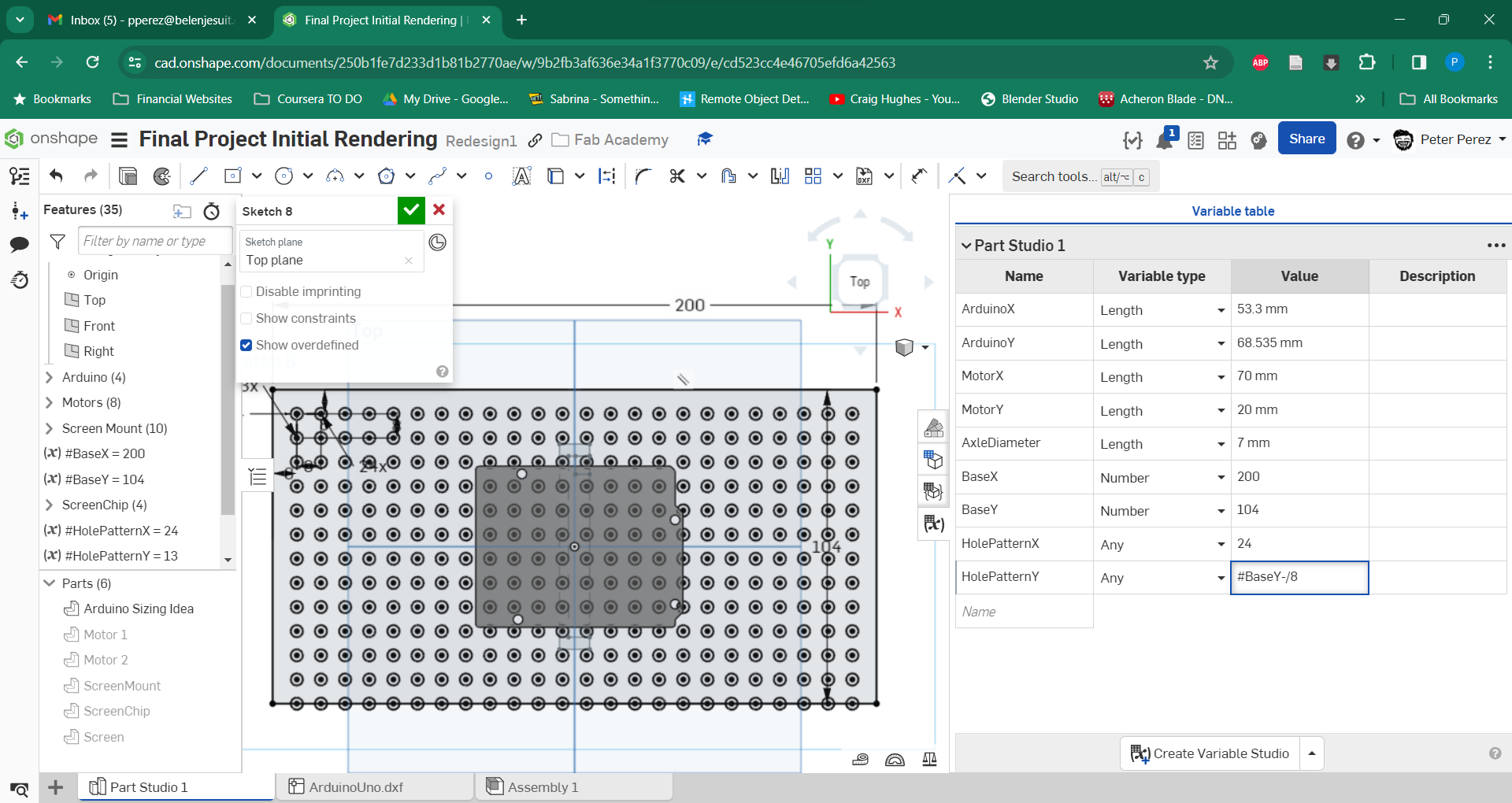 A failed Onshape Equation