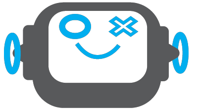 Perez Robotics Logo, Small Robot with Blue smile