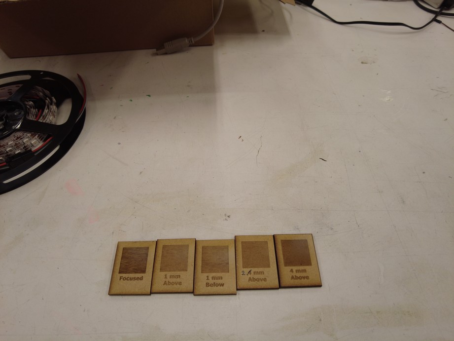 Cutting and engraving test pieces