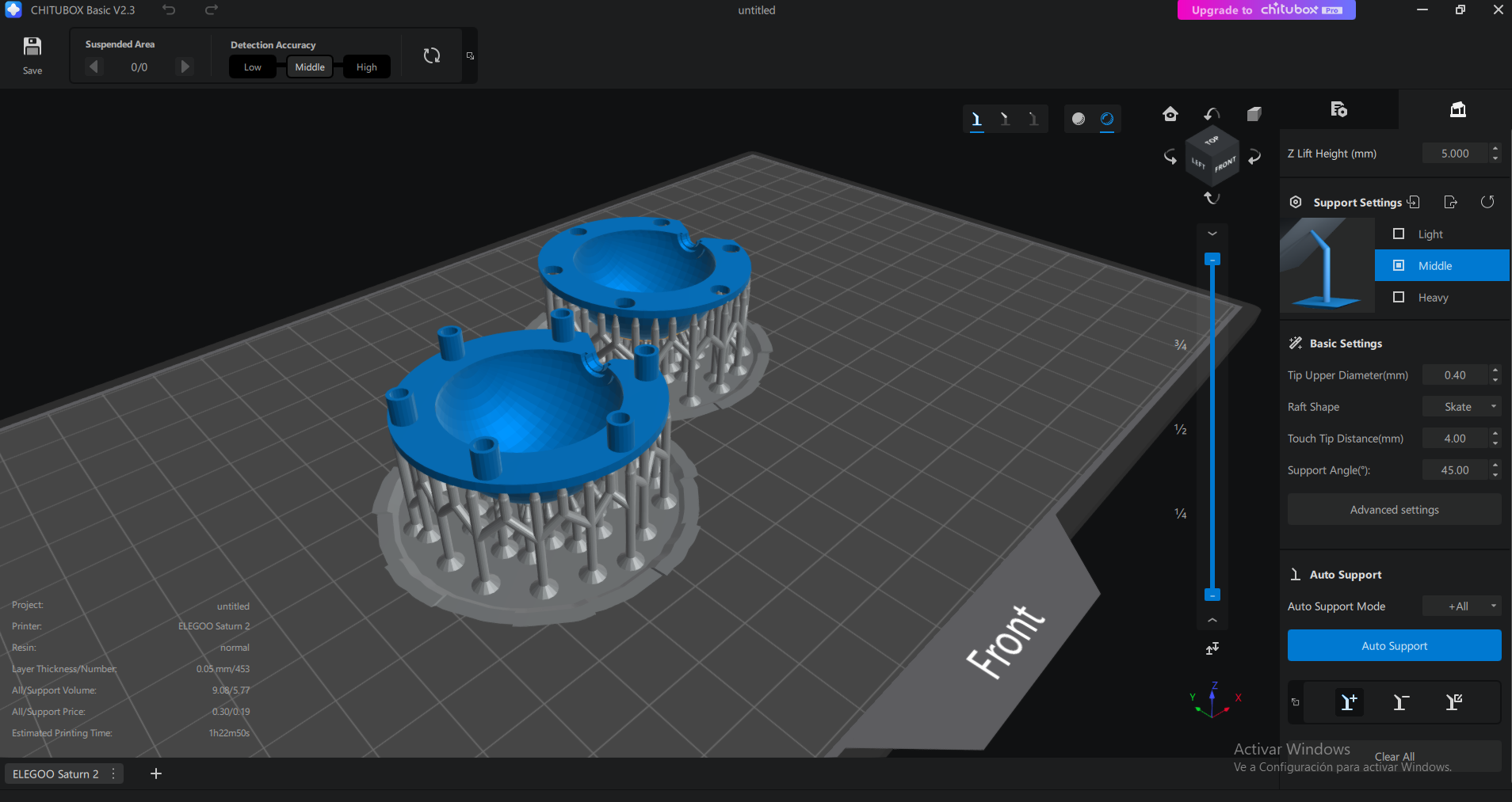 Supports in Chitubox for Pokéball mold