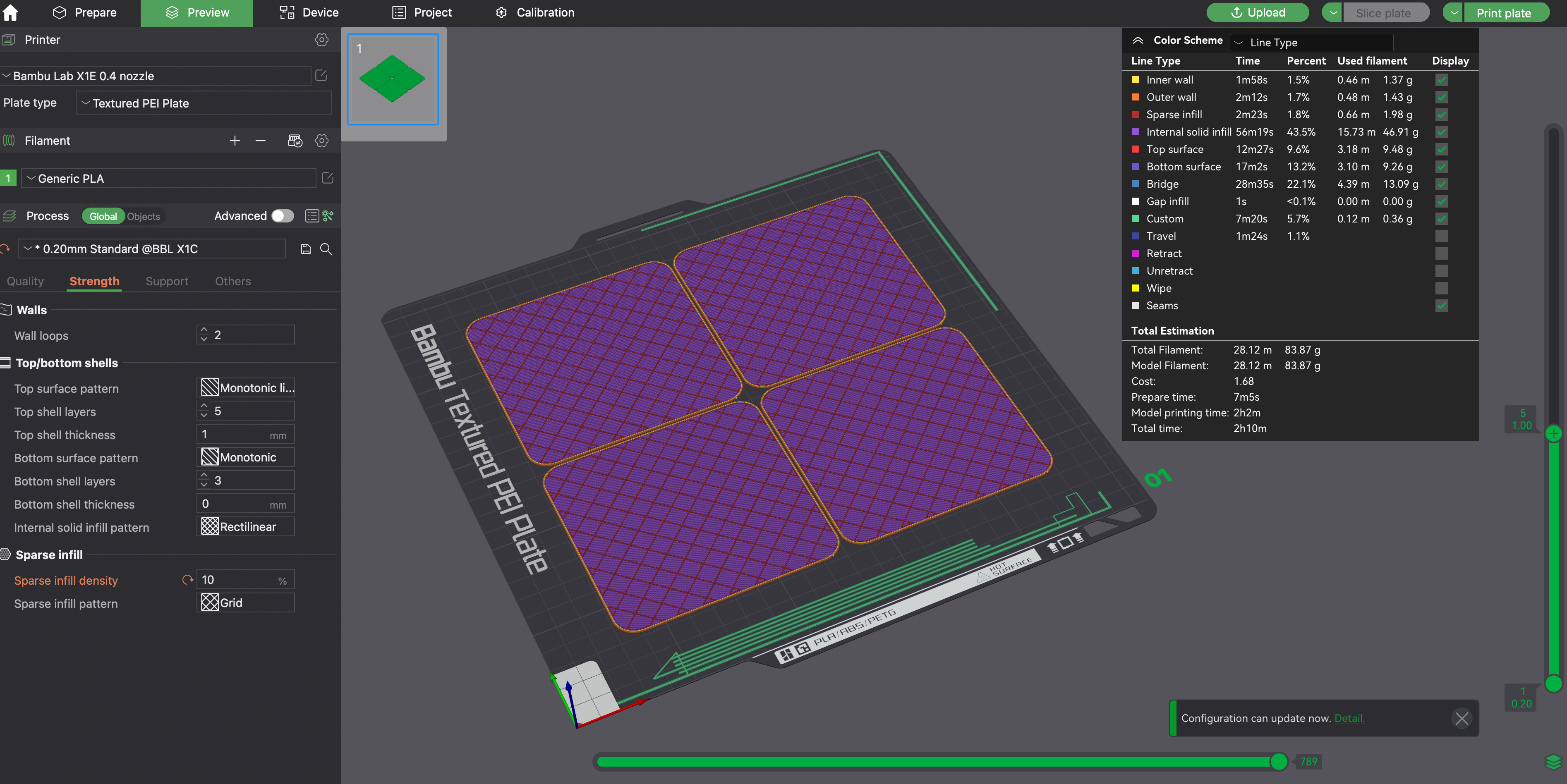 Bambu Studio layout with 4 plates