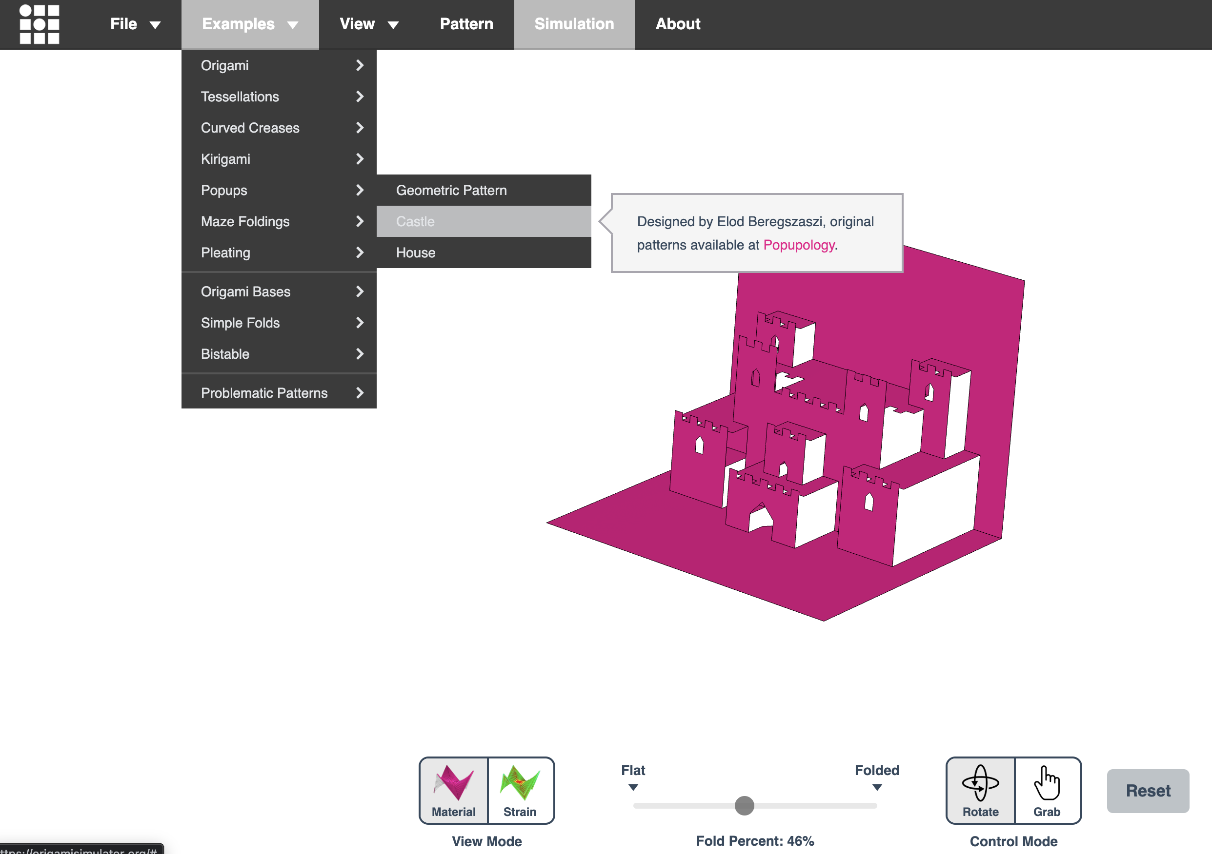 Origami Simulator - popup castle