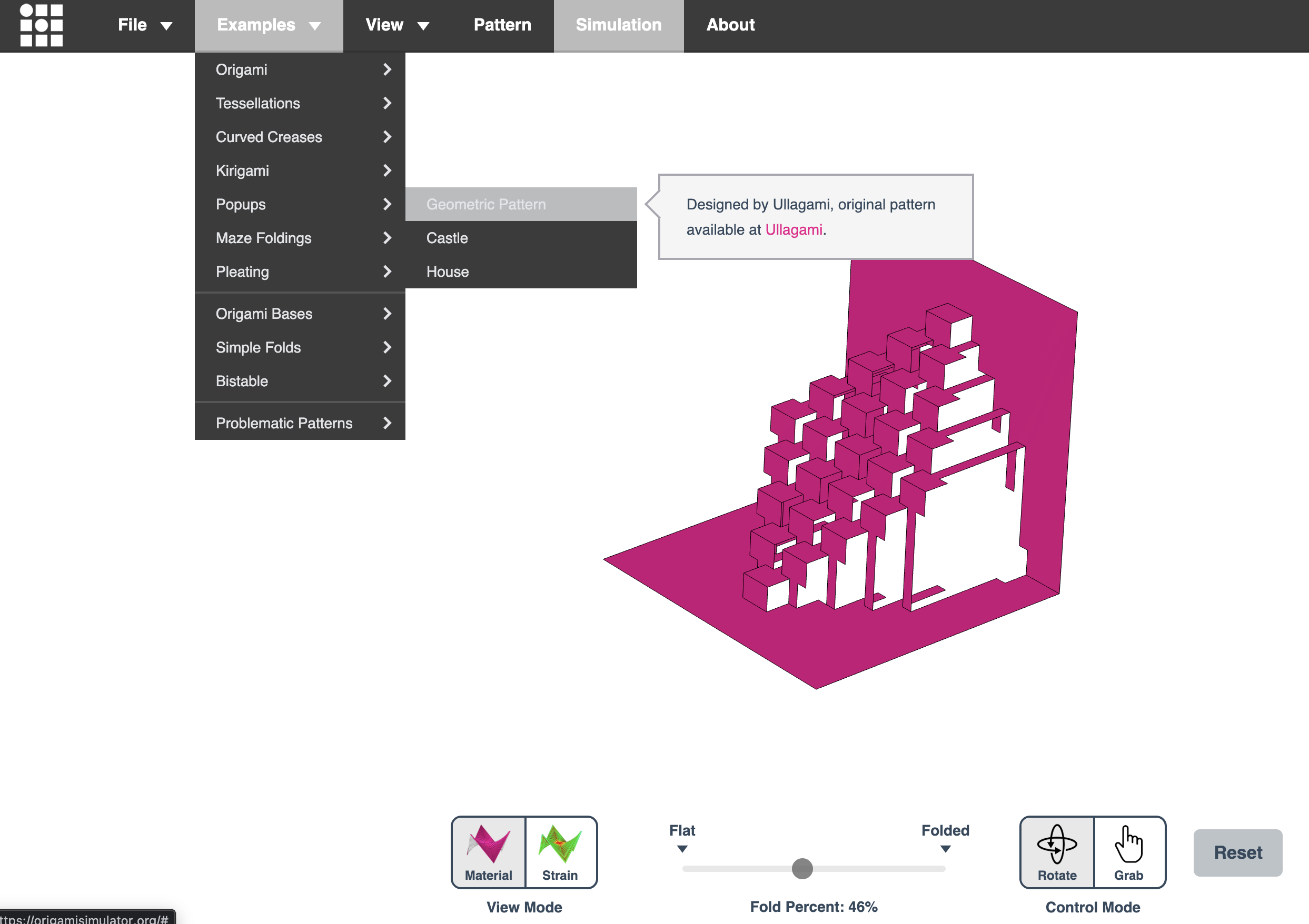 Origami Simulator - geometric pattern
