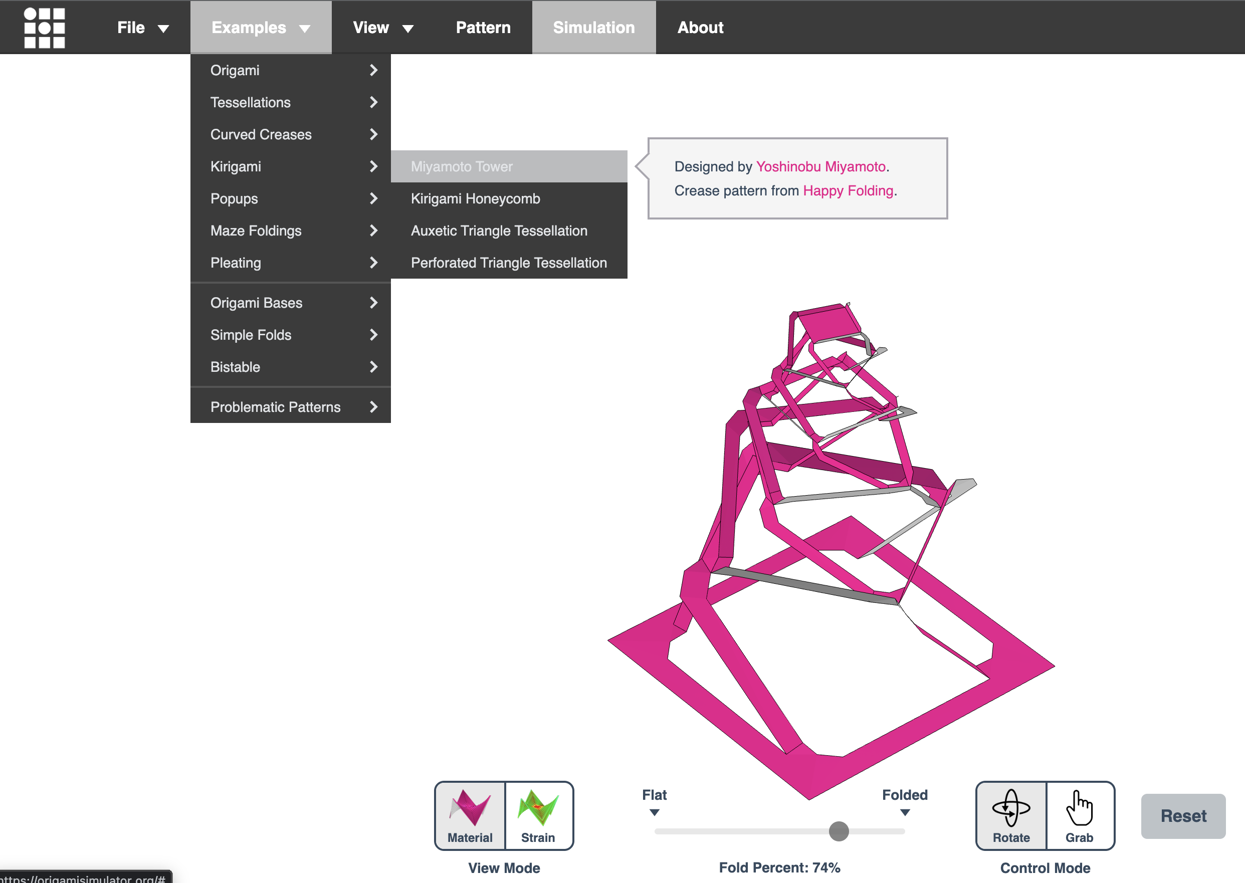 Origami Simulator - kirigami tower