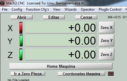Mach3 zero coordinates set