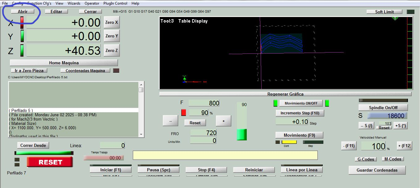 Mach3 with loaded toolpath