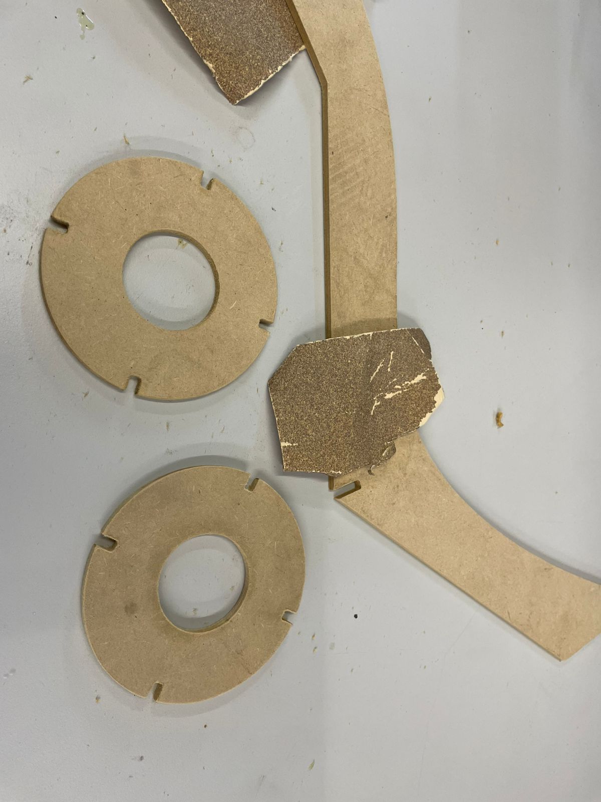 Sanded MDF parts after cutting