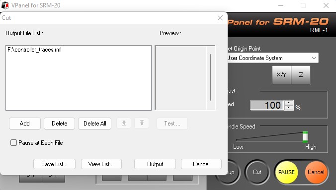 Output button pressed