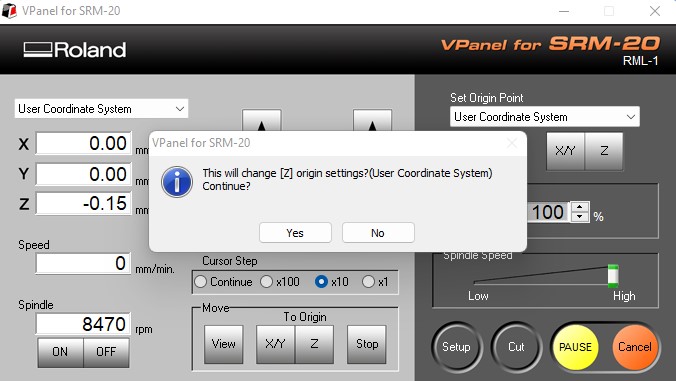 Setting XYZ to zero