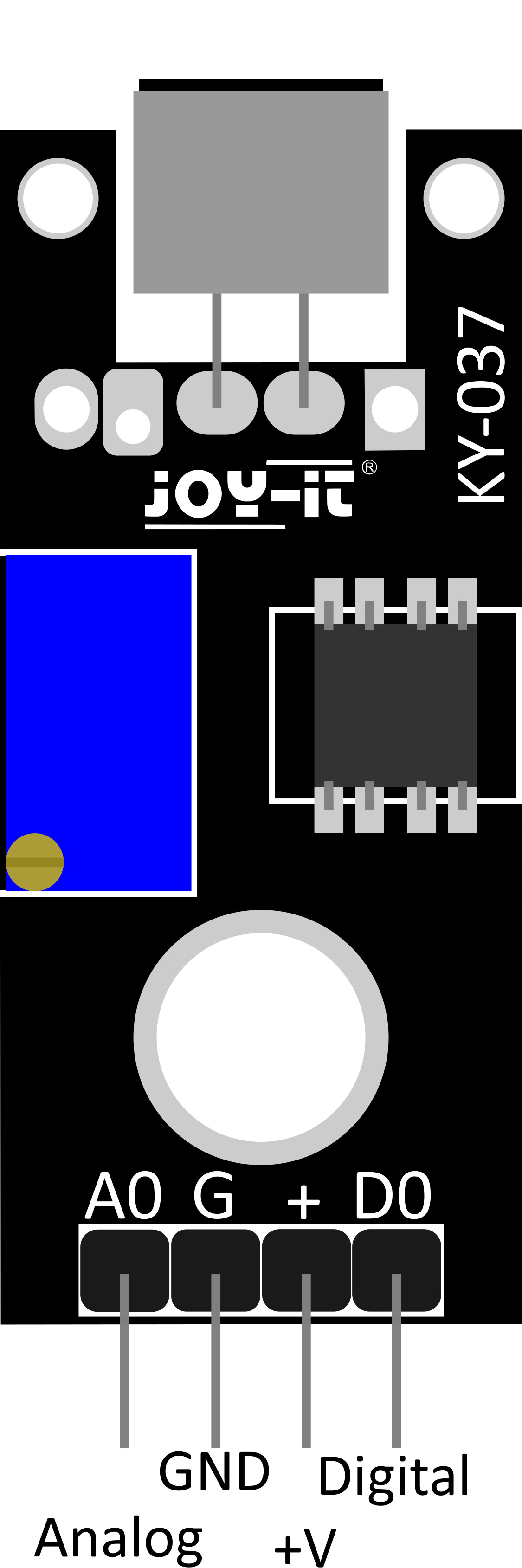 KY-037 pinout diagram with labels