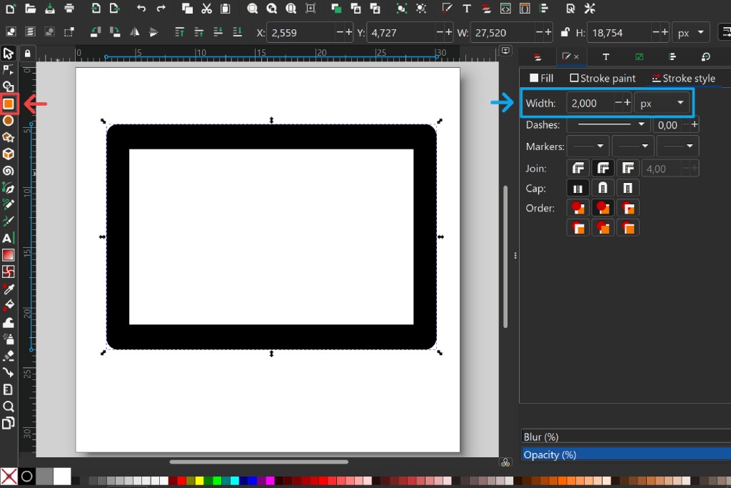 Creating rectangle in inkscape