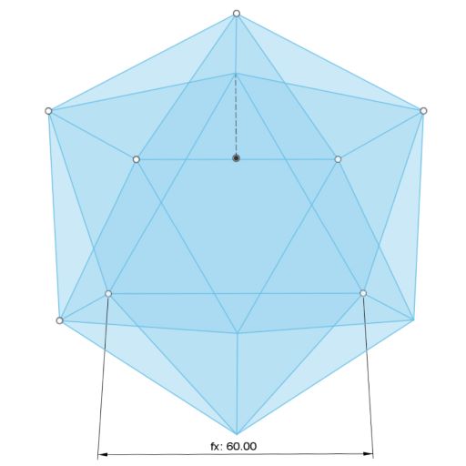 3d sketch of icosahedron 1V