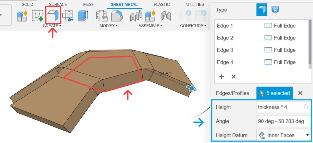 Extrude and convert to sheet metal