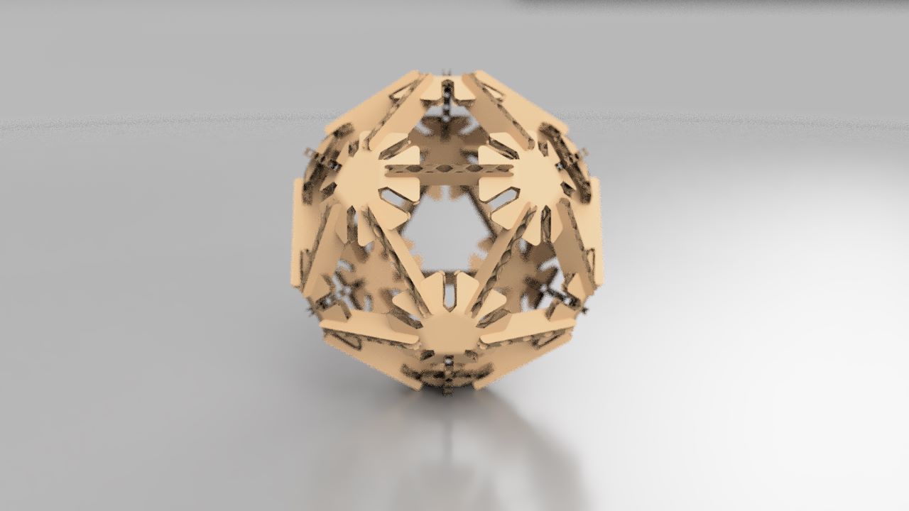 Render of cardboard icosahedron sphere