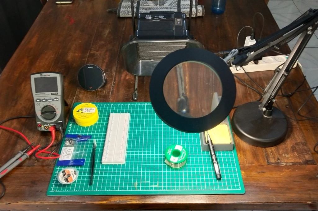 Our soldering workspace
