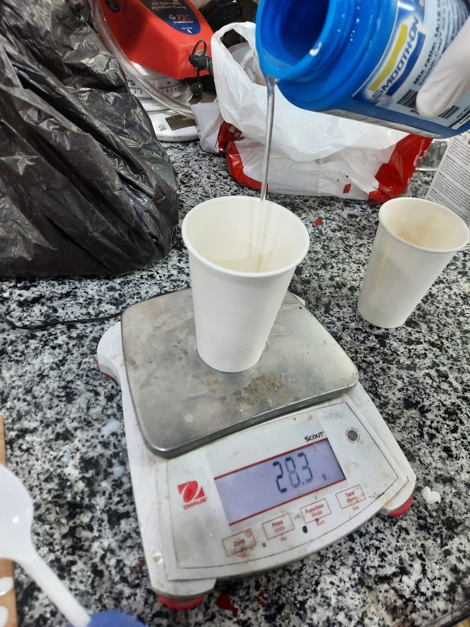 Measuring resin