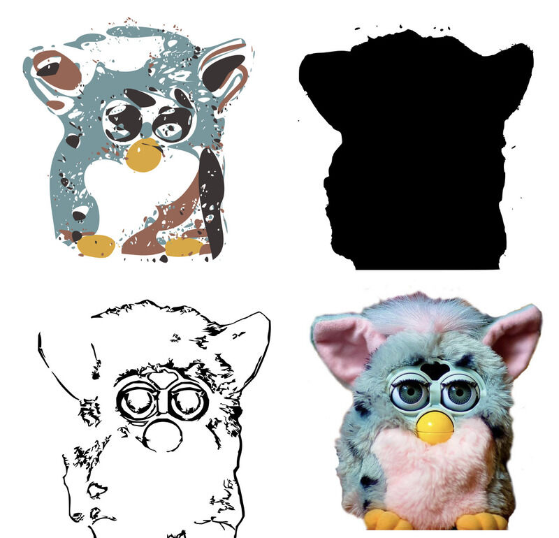 furbies using single scan, mult-color and edge detection trace