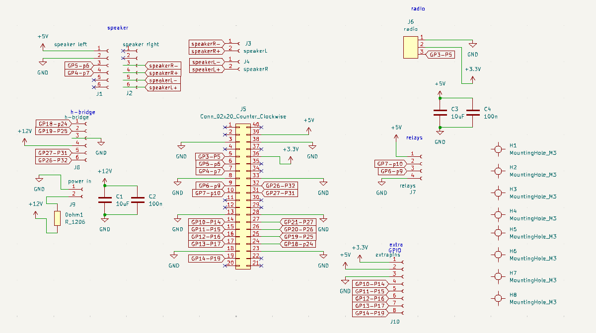 Schematic drawing for the connection board