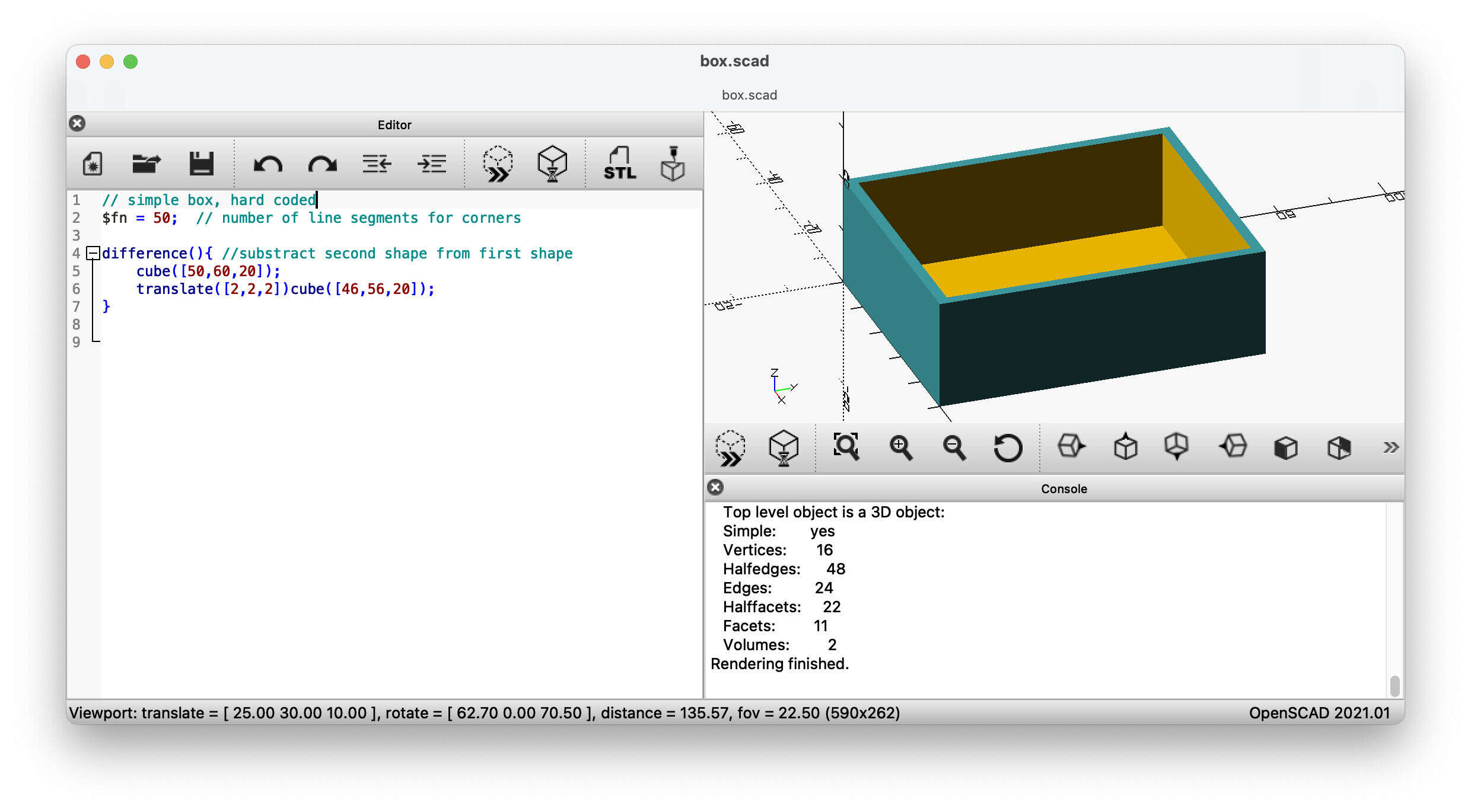 Rendered box. visually not much different (but major difference with large or complex drawings)