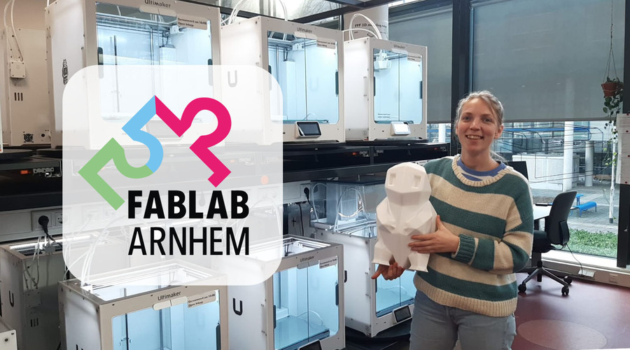 Picture of me at the Fablab with our Fablab mascot