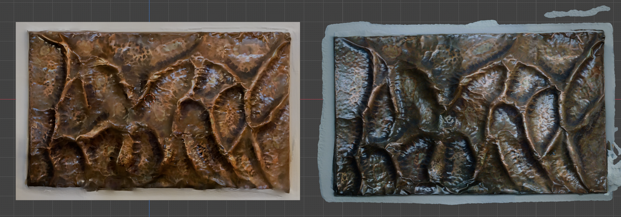 Metal wall art texture comparison.