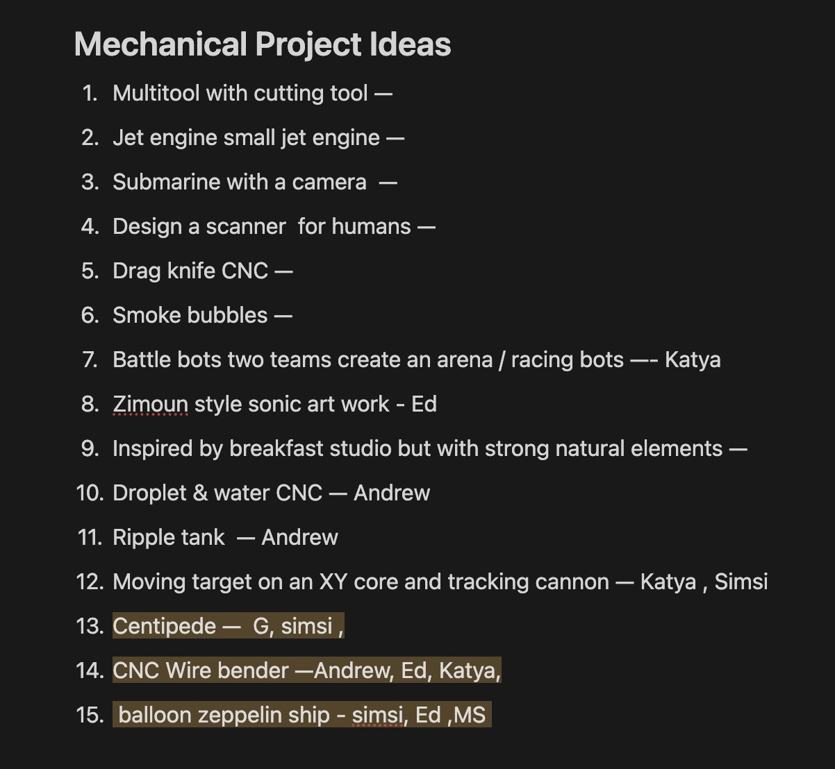 Other Ideas