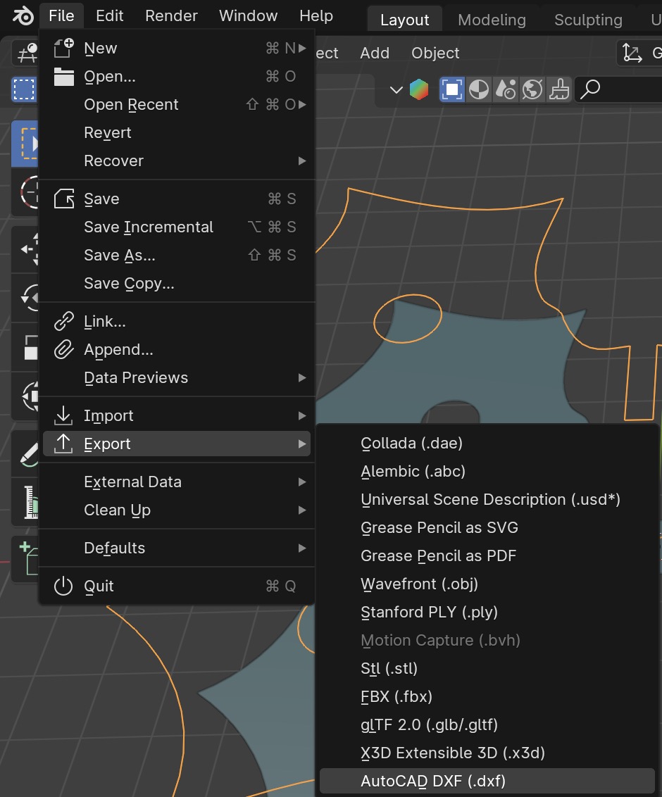Export As DXF Option