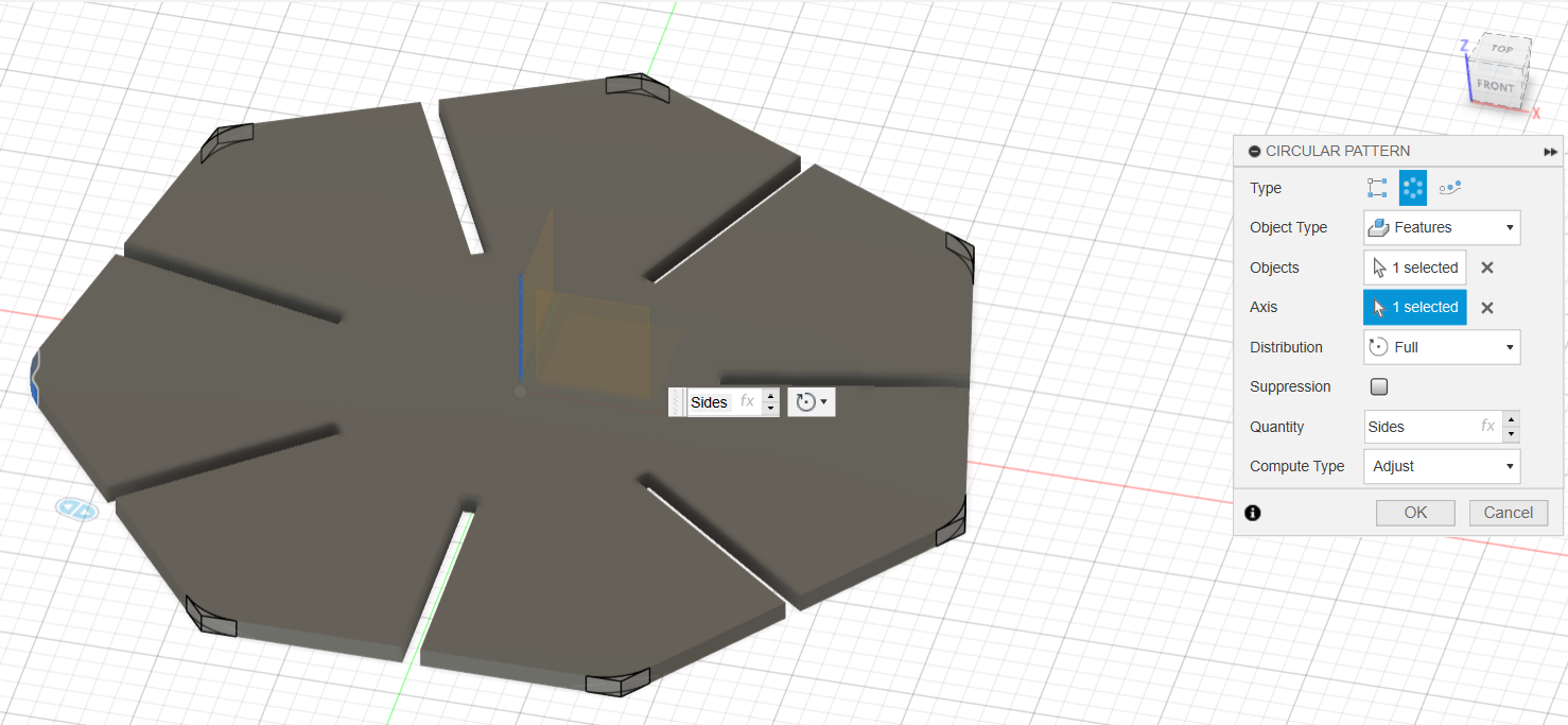 Circular Pattern of Fillet Extrusion on Parametric Design Exercise on Fusion