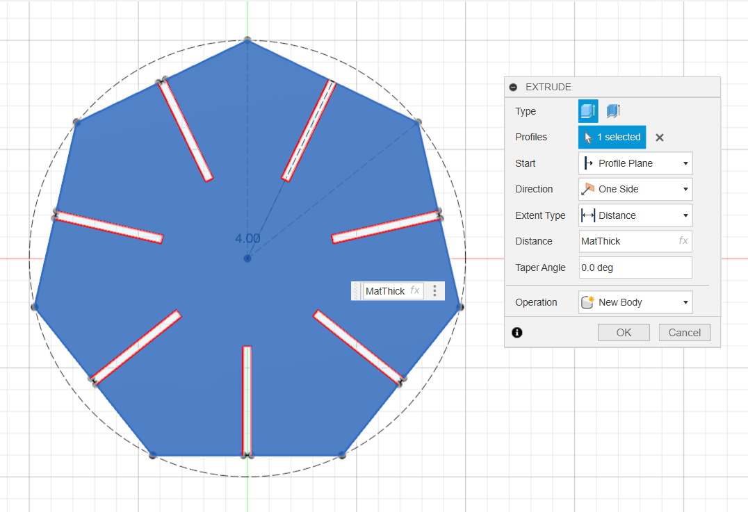 Shape Extrusion on Parametric Design Exercise on Fusion