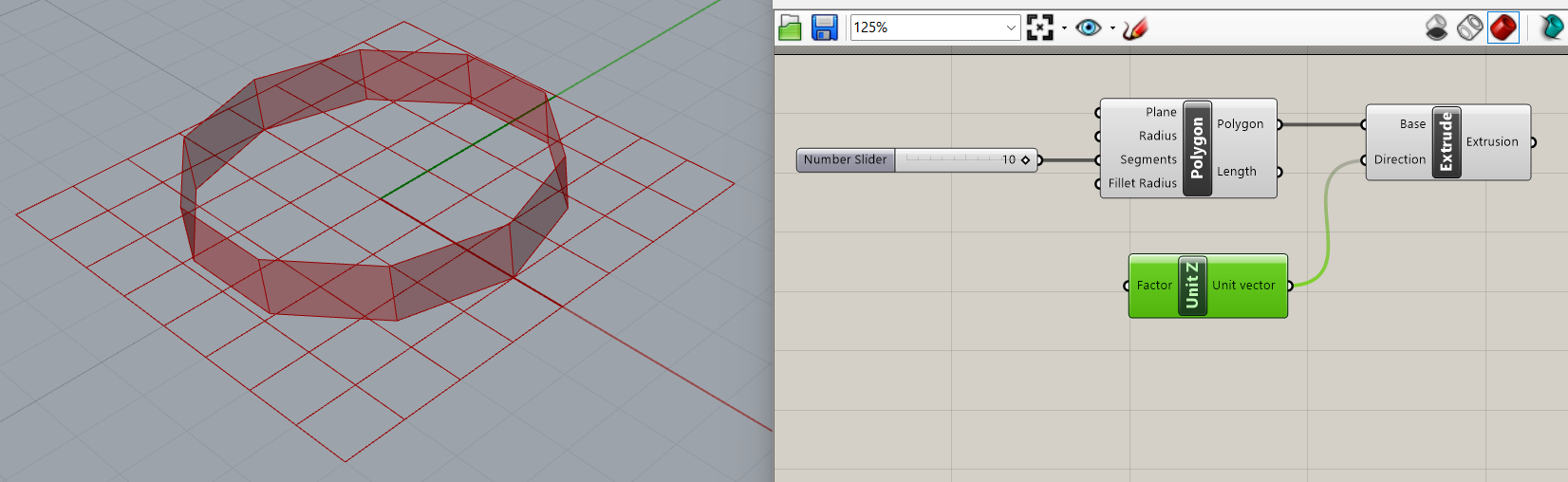 Extrusion on Parametric Design Exercise on Grasshopper