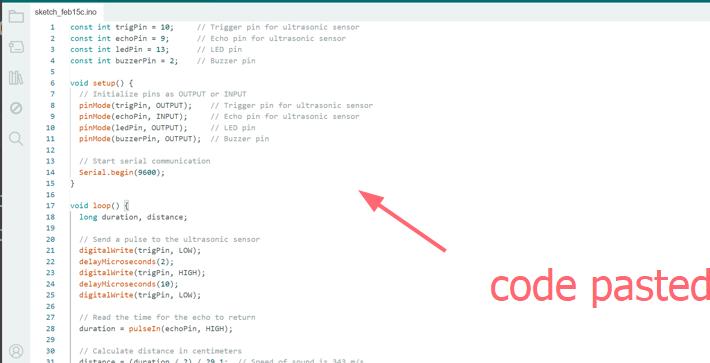 code pasted