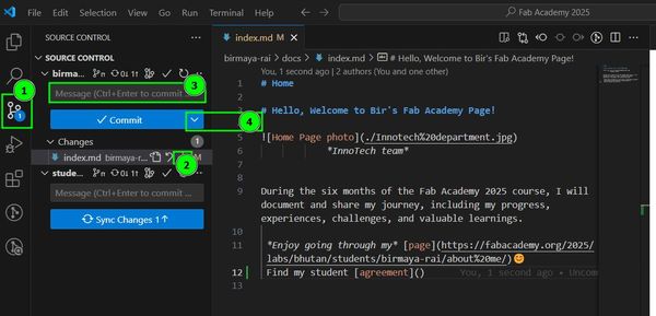 Commit and push in Vs code