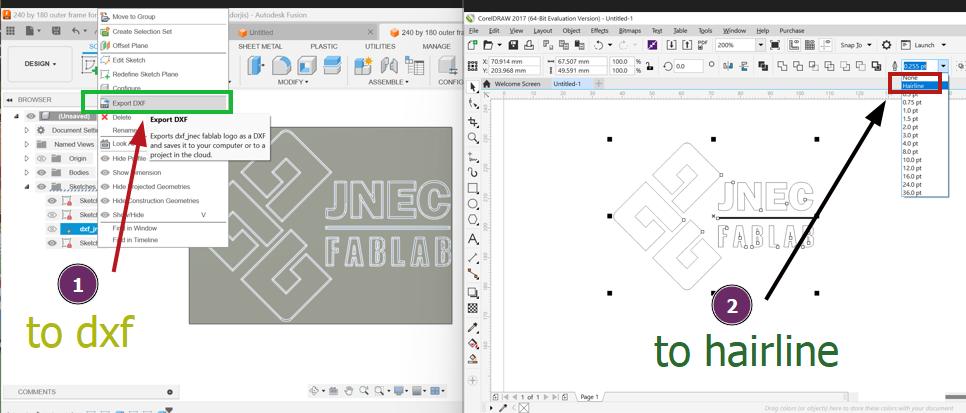 vinyl work image fusion to dxf and hairline