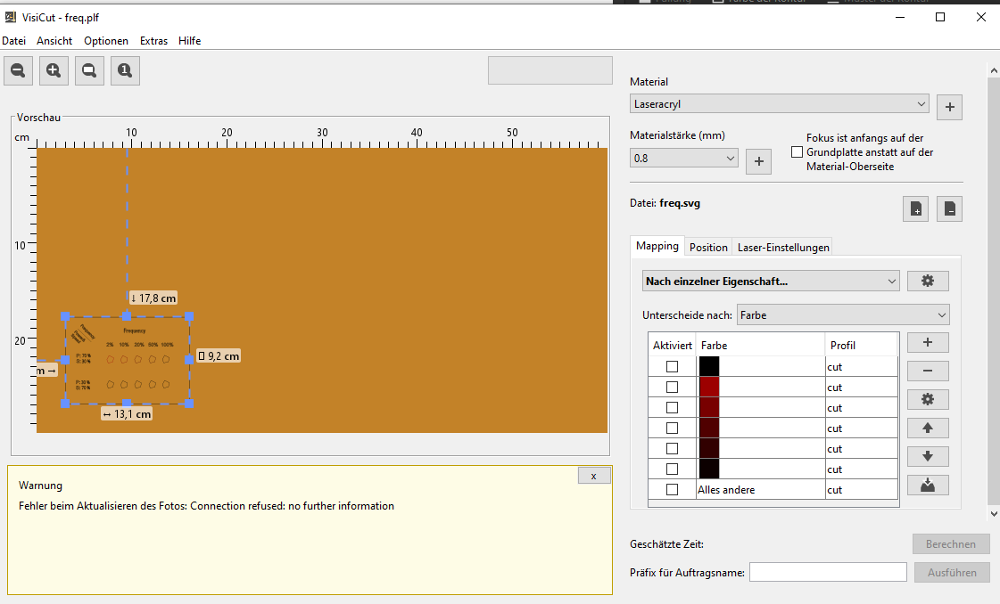 Frequency Settings in VisiCut