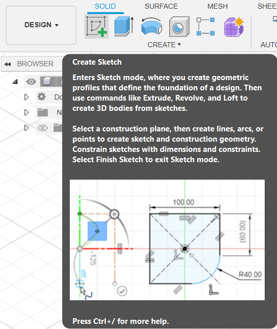 Fusion 360 New Sketch