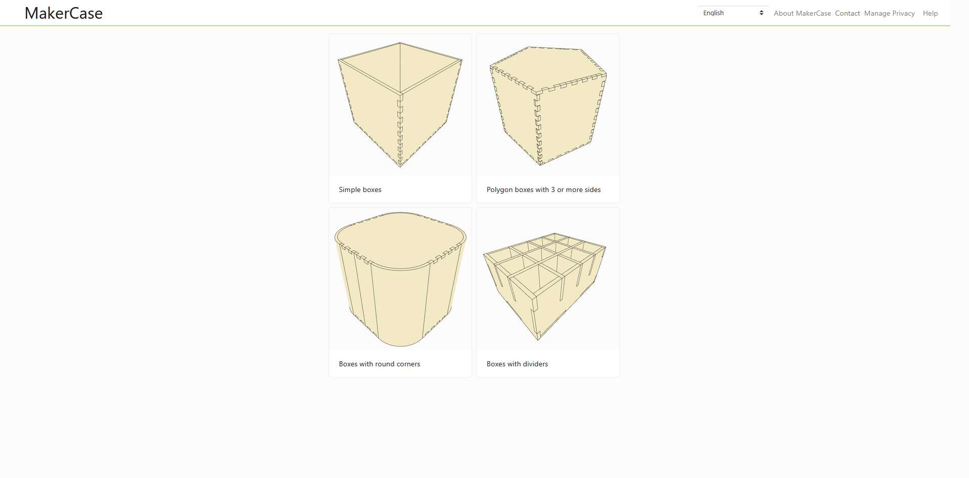 MakerCase start screen