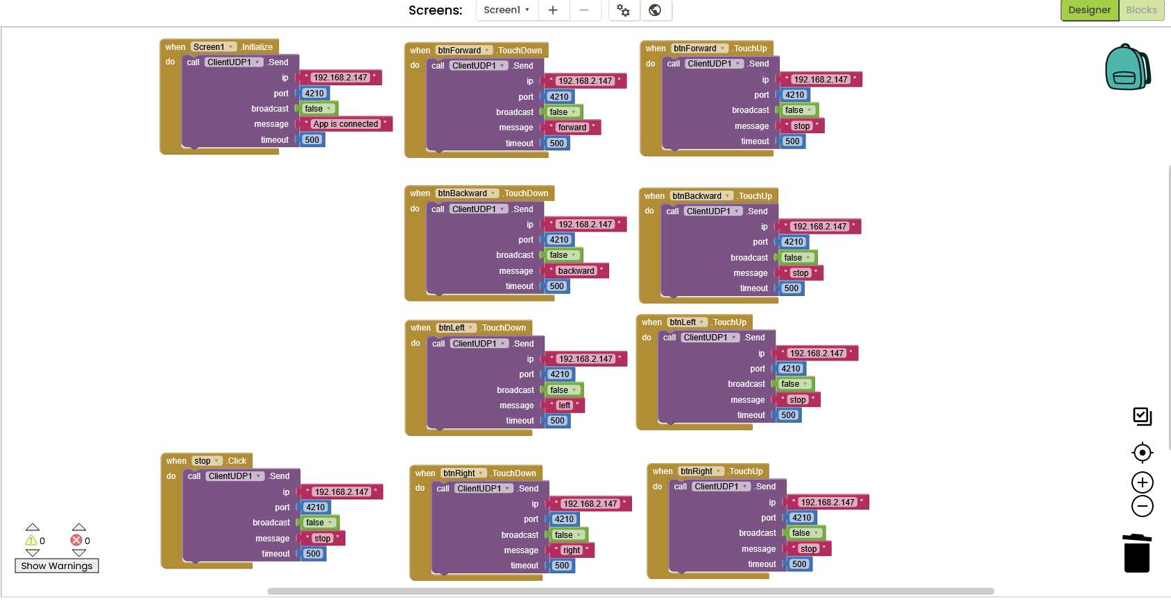 TouchDown and TouchUp Blocks