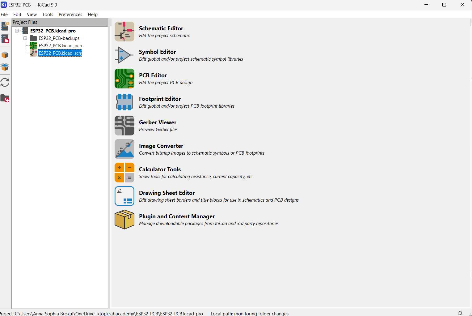 KiCad Start Interface