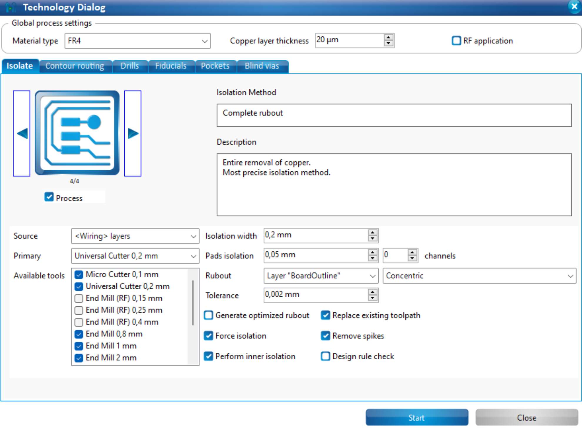 Technology Dialog Settings
