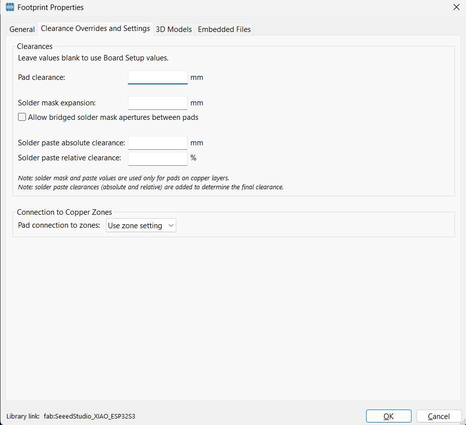 Pad Clearance Settings