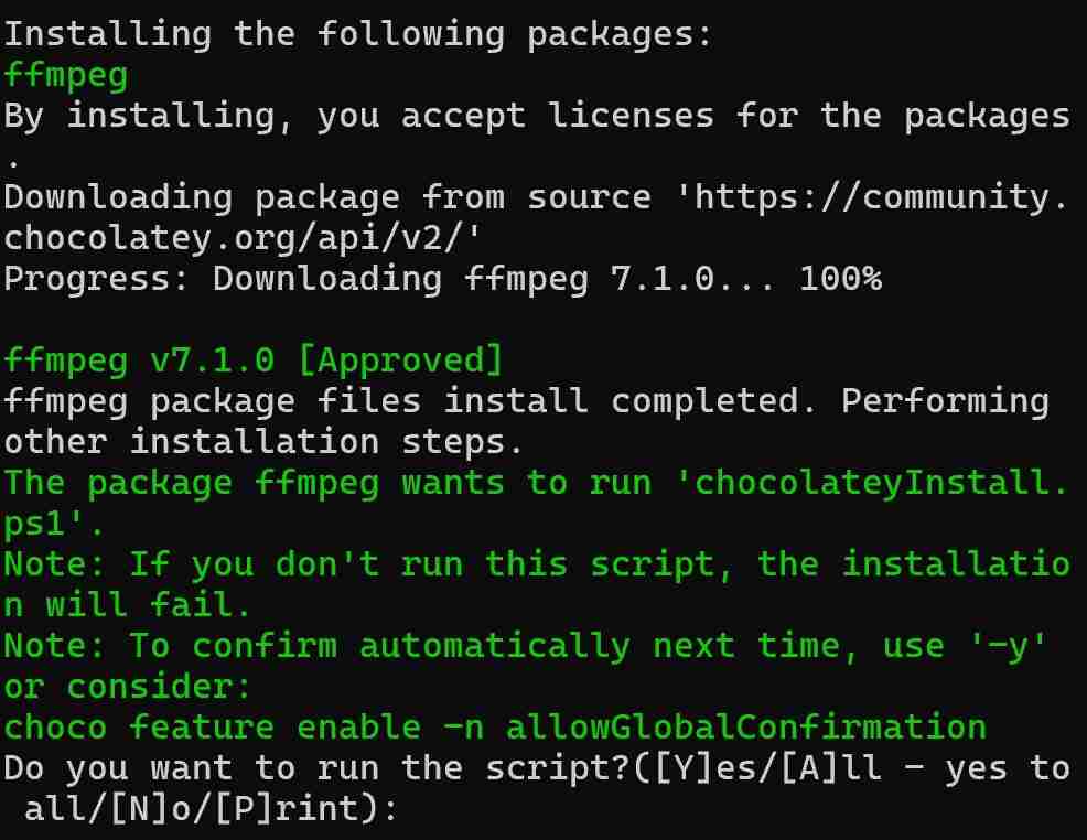 FFmpeg Installation Command