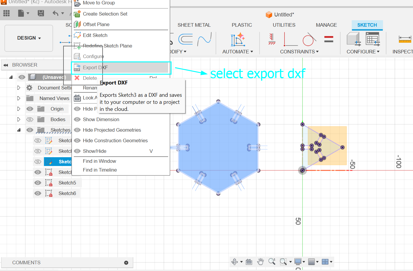 export dxf