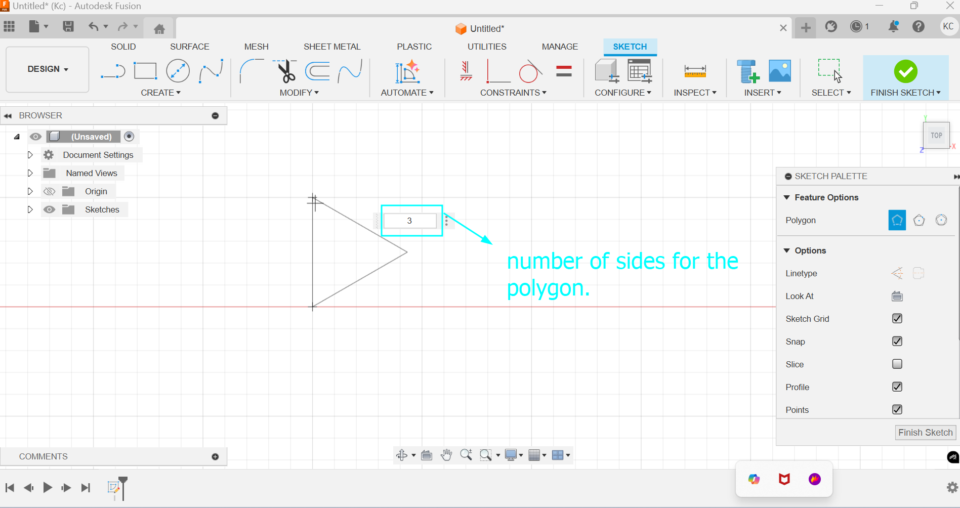 polygon side input