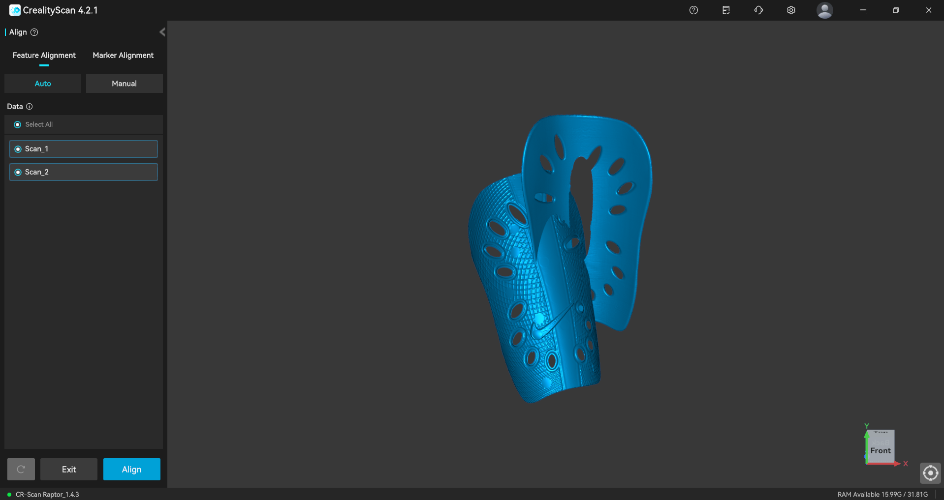 Fusion settings in CrealityScan