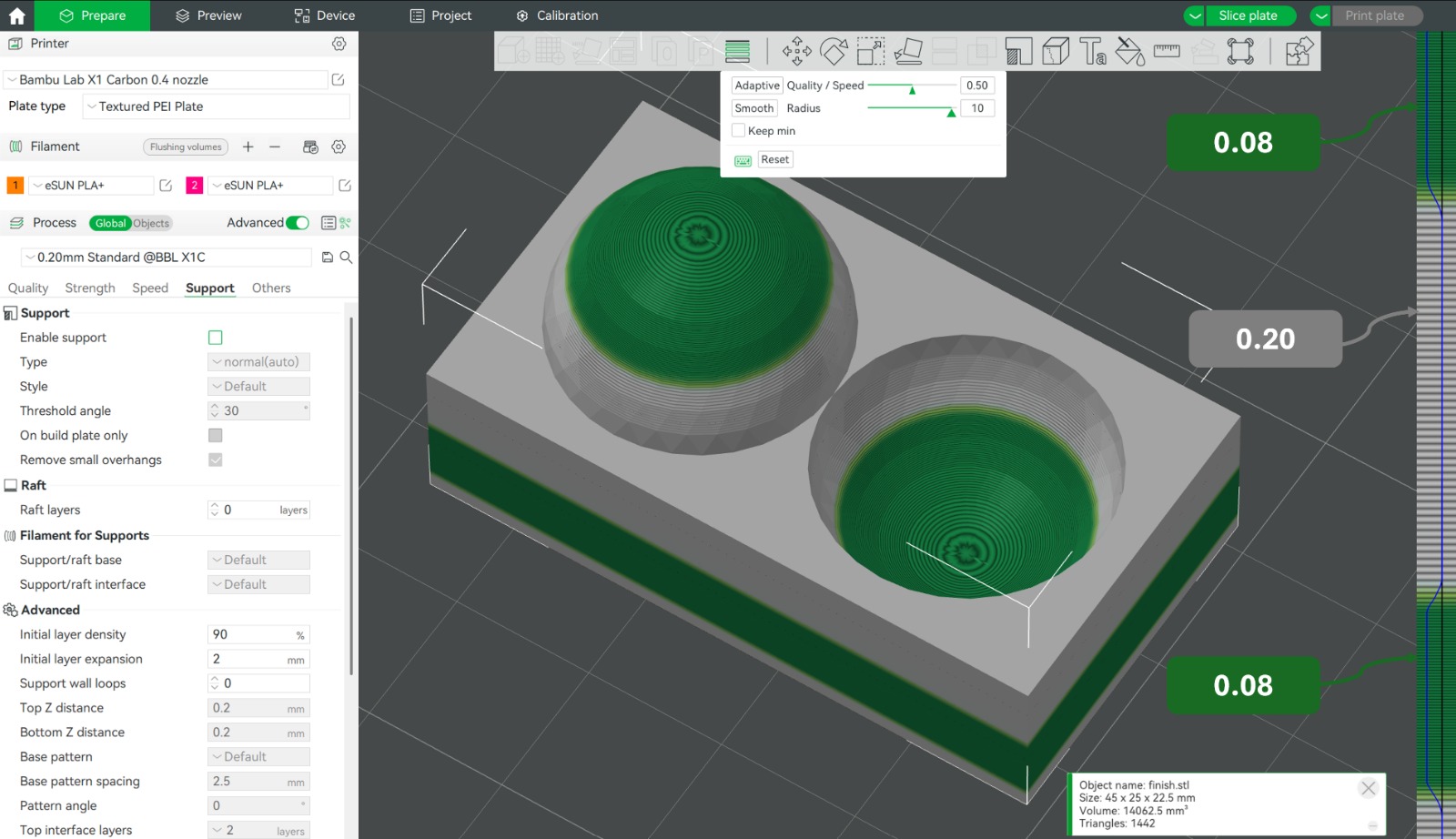 Layer height configuration in Bambu Studio