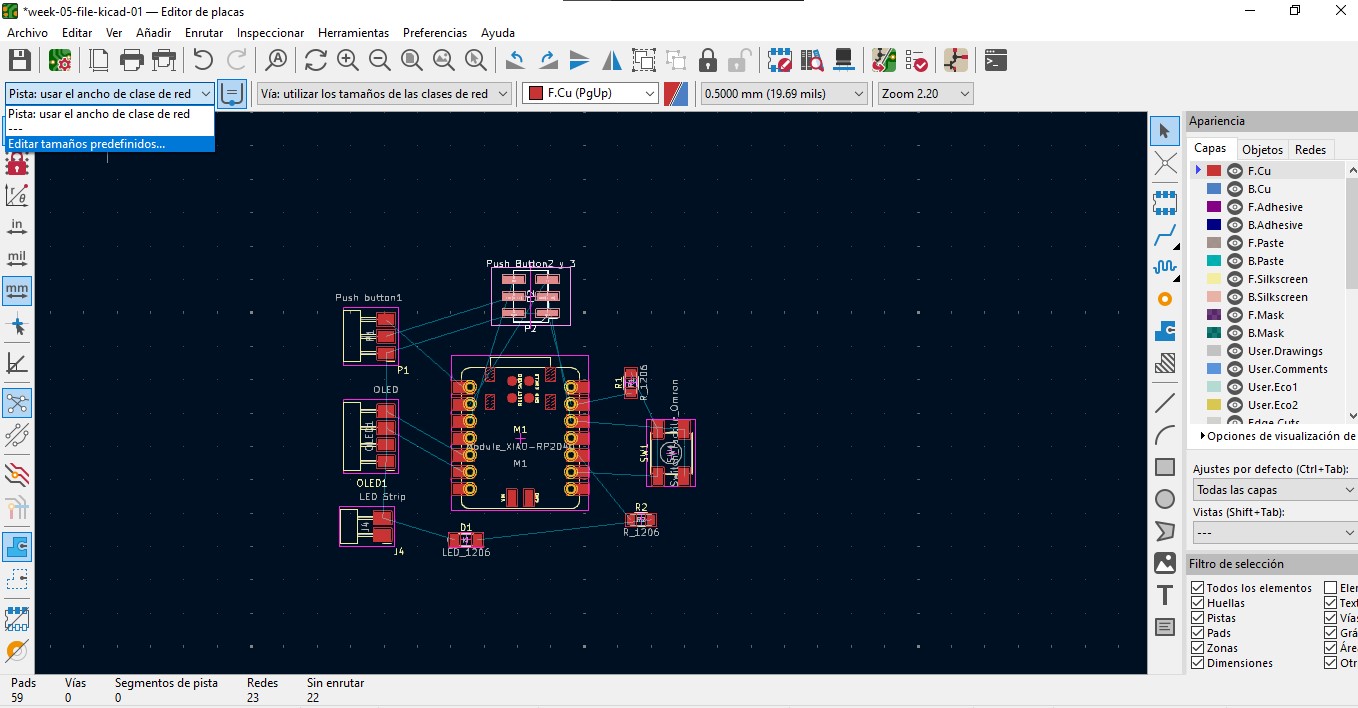 Arranging the components on the board before routing.