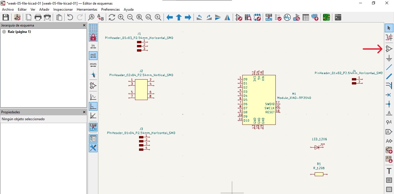 Schematic editor view with the selected components.