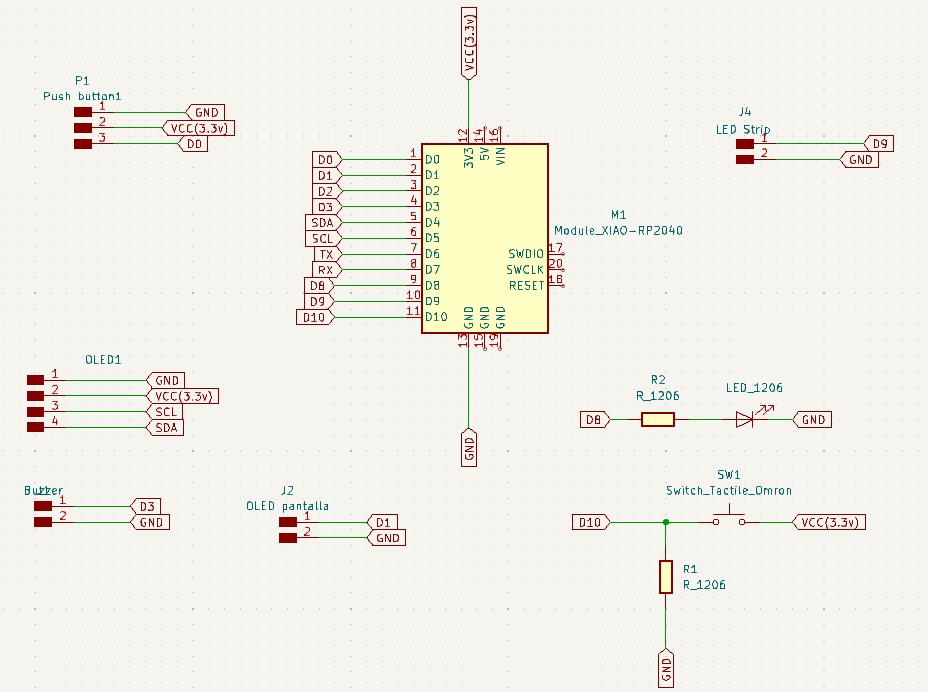 Pitch timer PCB showing the pushbutton component on pin D10